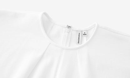 ZHUCHONGYUN cotton curved cut silhouettes white blouse-ISHIDA.
