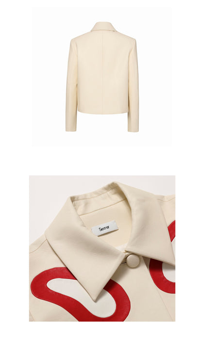 SERRER Contrast splicing long-sleeved leather jacket - MASONN.