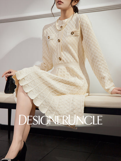 DGU "Suyu" apricot new knitted French elegant waist commuter skirt - Josephina.