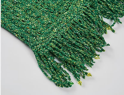 COMME MOI Lv Yan designer spring new women's beaded tassel cut-out knitted skirt - DAISY.