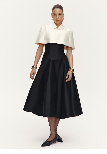 ATELIER MISS LU [Cloud Princess] rhinestone embellishment glossy cape crop top - SILL.