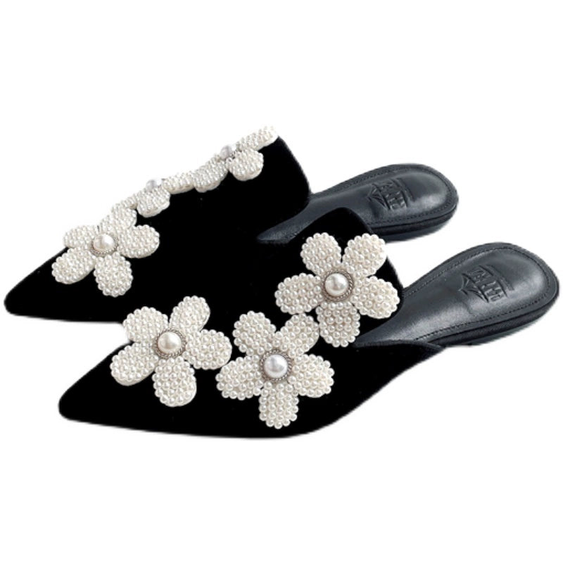 B-FEI pointed toe flower design French half-slip mules-TRENT.