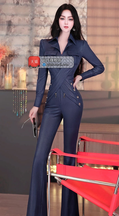 VJE Cross Decorative Business Style Jumpsuits-DOE.
