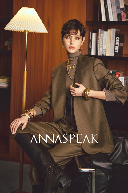 ANNASPEAK Worsted Wool Flannel Suit Vest Pants Set-OSAR.