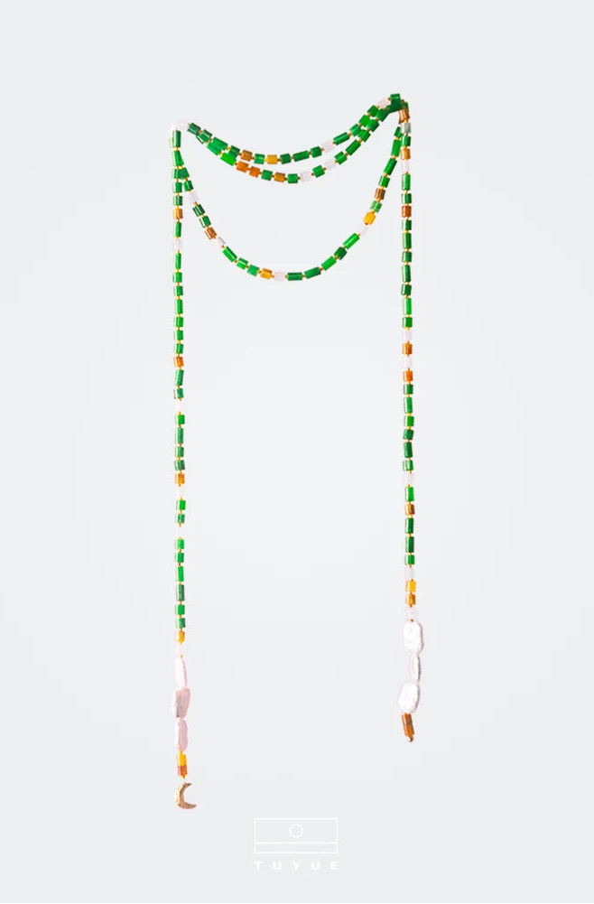 TUYUE Chinese baroque pearl jade long necklace- TRACY