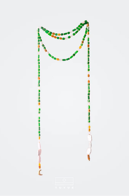 TUYUE Chinese baroque pearl jade long necklace- TRACY