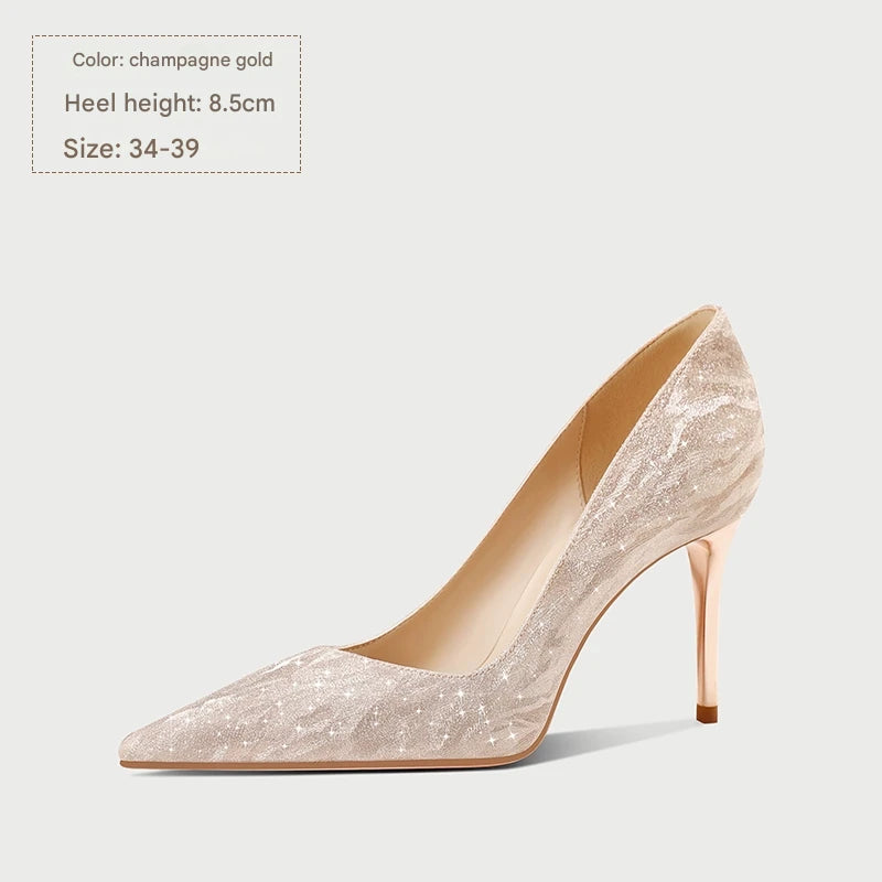 PJJUU thick heel french high heeled shoes  - TROPHY.