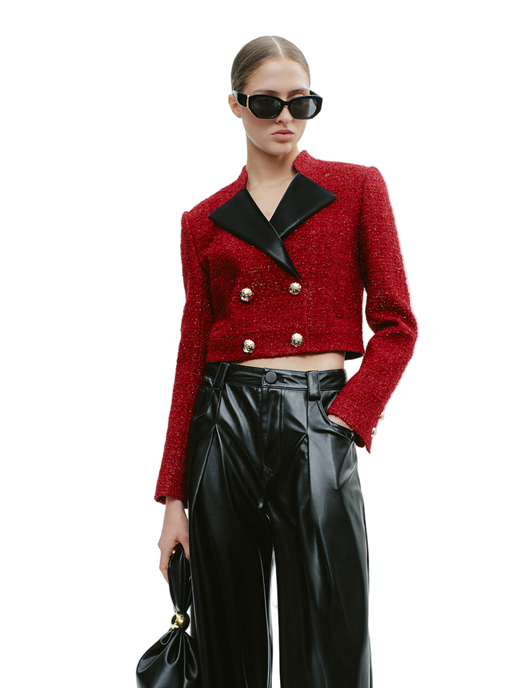 YES BY YESIR Sheep Wool Short Red Jacket - ATTENT.