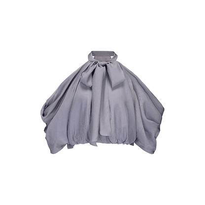 ATELIER MISS LU Draped Off-the-shoulder Streamers Acetate Top - BLEIG