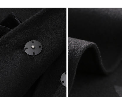 Fall/Winter Doll Collar Heavy Velvet Embellishment Black Tweed Coat - Mira