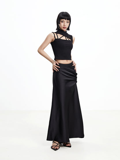 TINY IN triangle cut-out short tight women's summer vest-ASHAN
