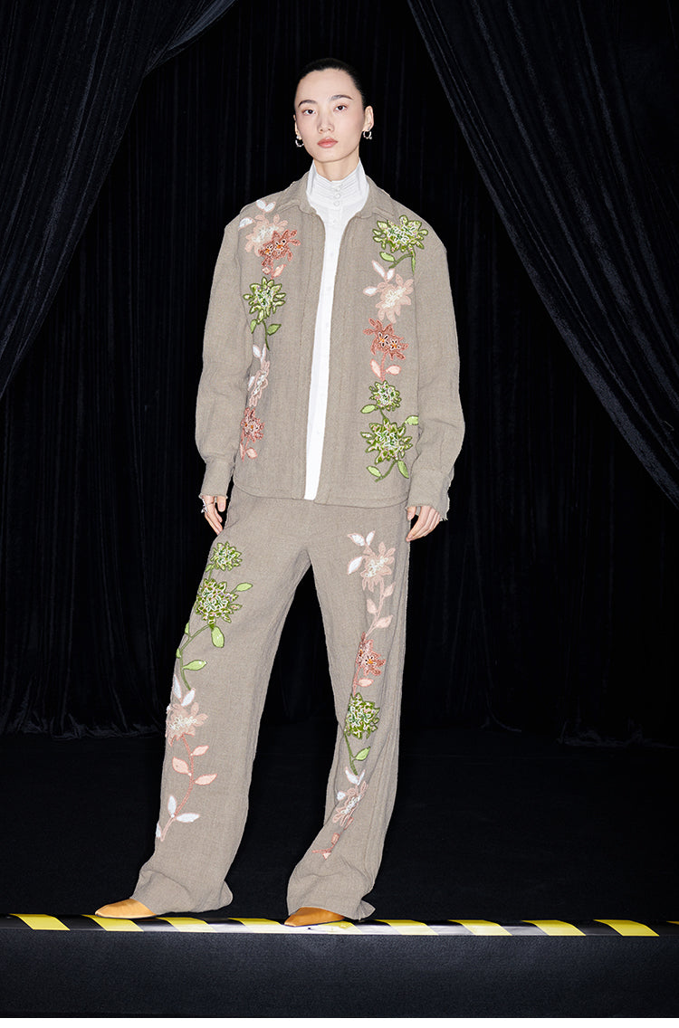 M essential Mackay designer Sedum patch shirt jacket pant set - Eight Treasures