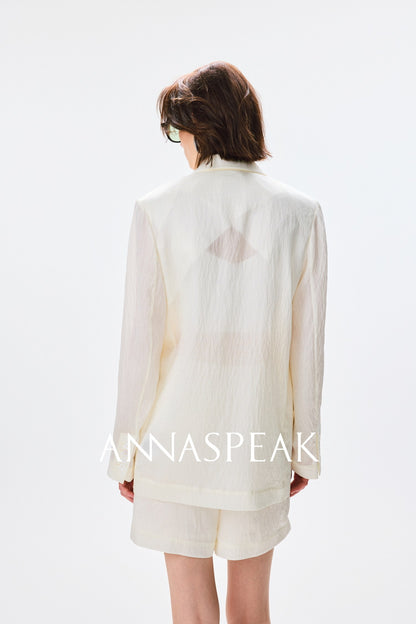ANNASPEAK pearl gloss texture suit drawstring shorts-GRANS.