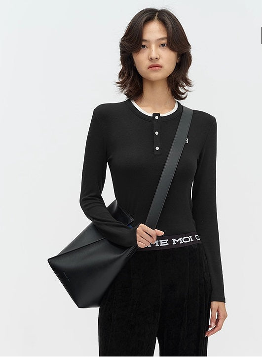 COMME MOI Lu Yan designer new women's Henry collar wool base T-shirt - PRIDE.