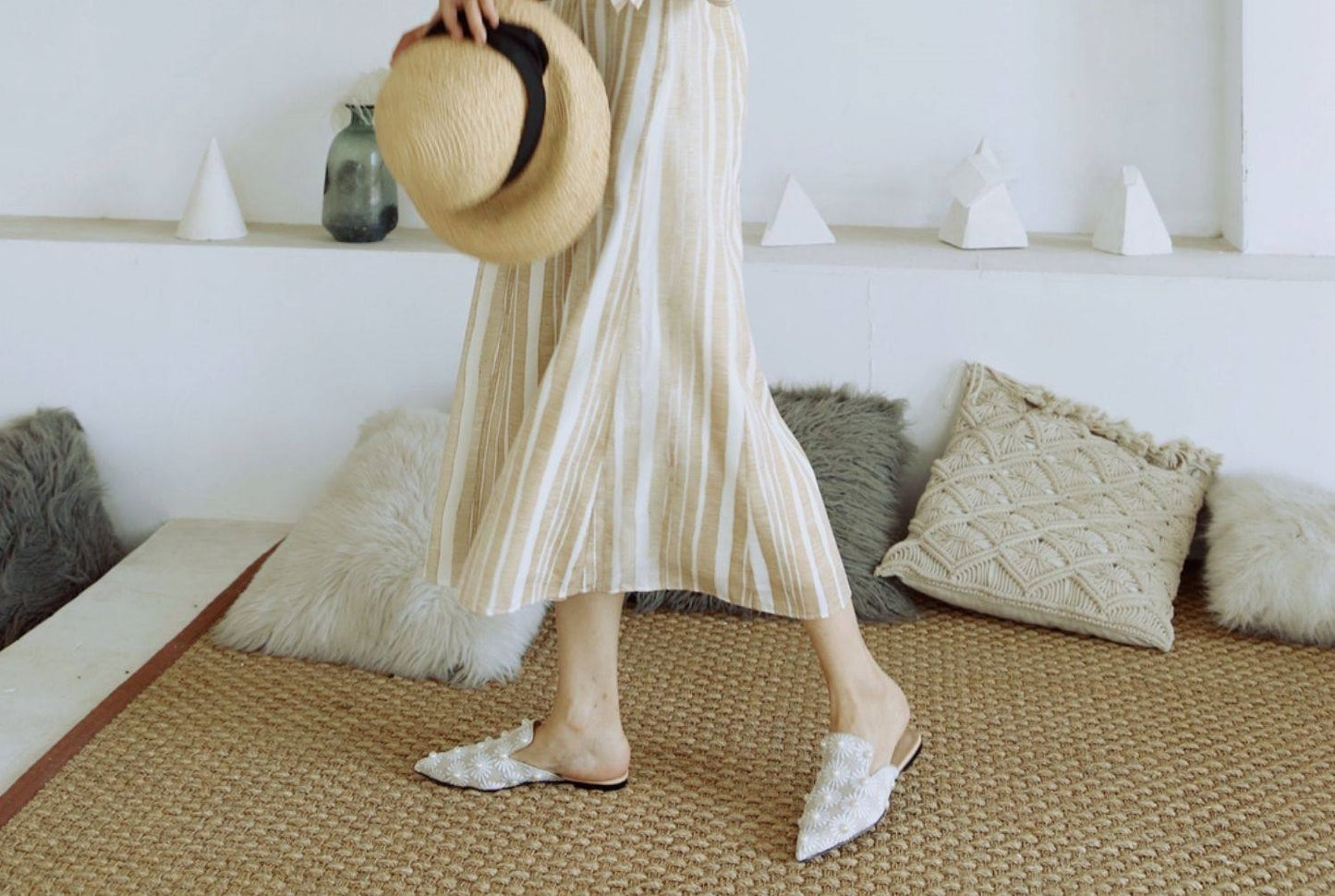 B-FEI pearl pointed toe flat heel-CAET.