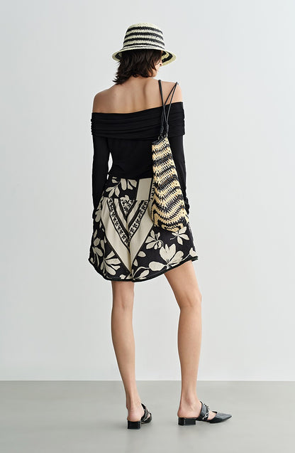 COMME MOI printed tassel black and white print waist suit  - AURORA.