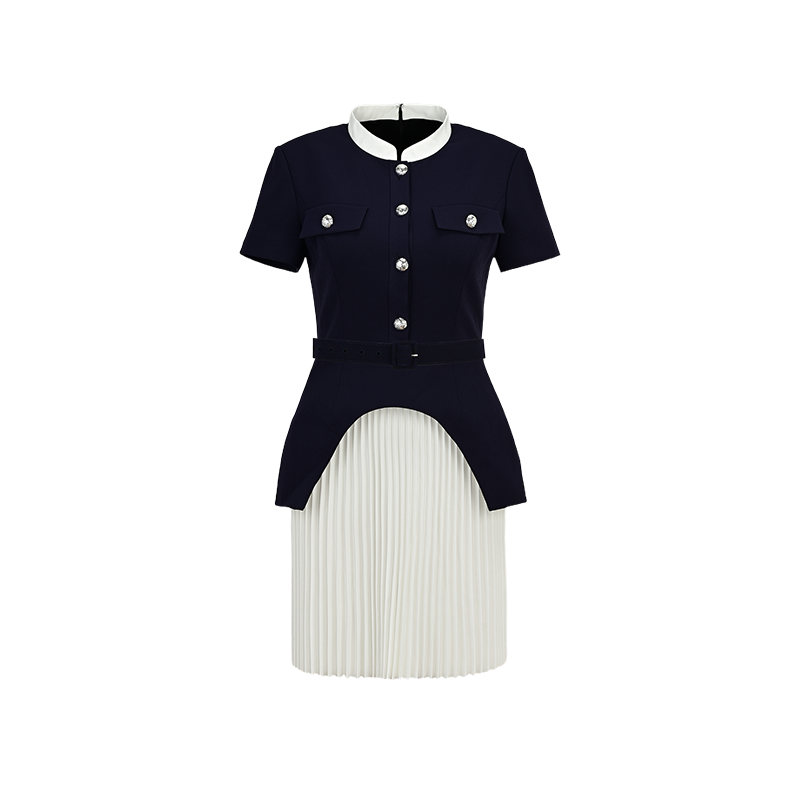 YES BY YESIR | Ye Qians  Artistic Patchwork Dress with Asymmetrical Hem  -DELILAH.