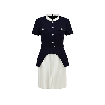 YES BY YESIR | Ye Qians  Artistic Patchwork Dress with Asymmetrical Hem  -DELILAH.