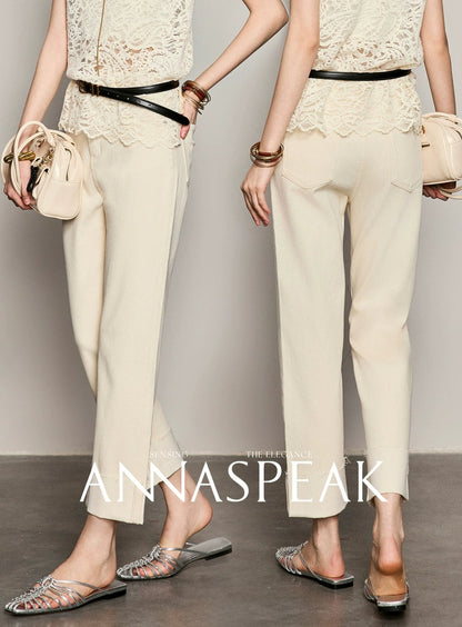 ANNASPEAK leg-shaped slightly elastic cropped straight micro-tapered pants jeans-JAG.