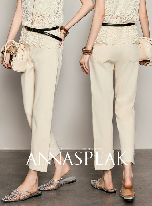 ANNASPEAK leg-shaped slightly elastic cropped straight micro-tapered pants jeans-JAG.