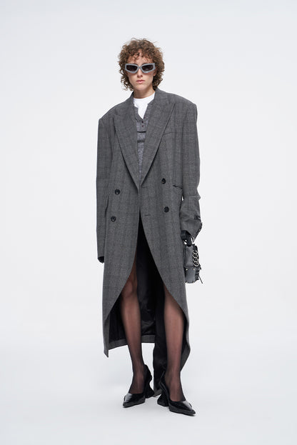 ANNAKIKI niche design asymmetrical loose wool long coat-JIANCI