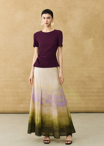 HECO Chinese Style Waist Shirred Knit Slim Stretch Top- STIQE.