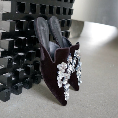 B-FEI women's sequins floral glitter slippers-SAKA.