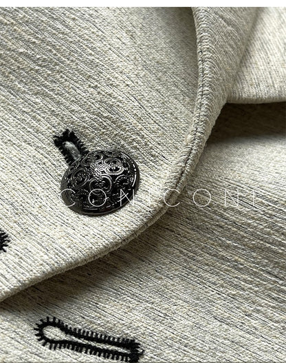 Aconiconi High End Long Sleeve Double Breasted Tuxedo French Retro Jacket Blazer- History