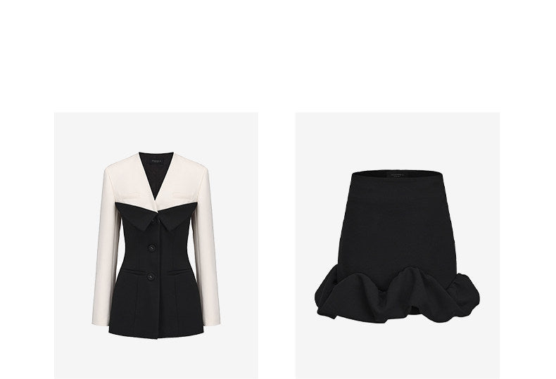 ATELIER MISS LU Contrasting Three-dimensional Stitched Jacket - BLEE