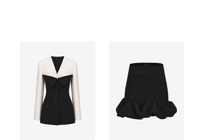 ATELIER MISS LU Contrasting Three-dimensional Stitched Jacket - BLEE
