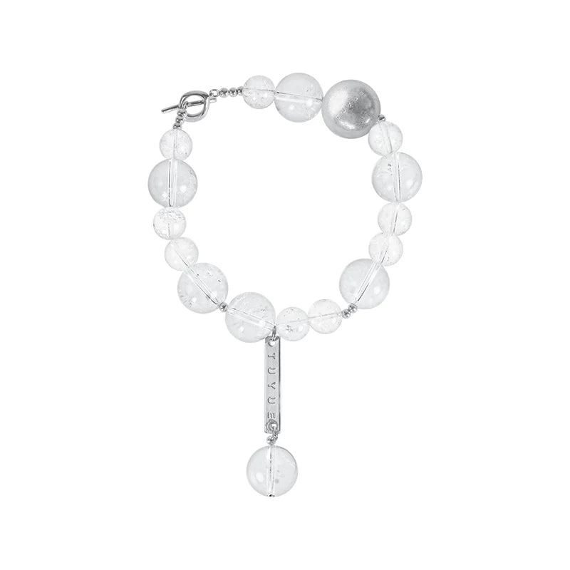 TUYUE natural white crystal energy signal bead ankle bracelet- JANET.