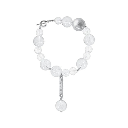 TUYUE natural white crystal energy signal bead ankle bracelet- JANET.