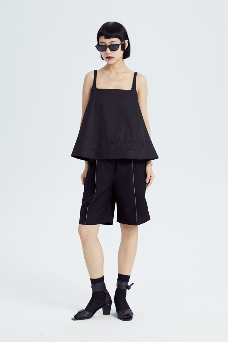 TINY IN double-sleeved vest two-piece women's two wear black Top-LIGHT