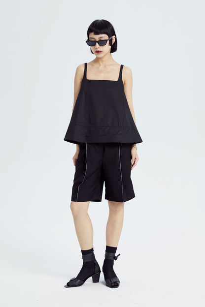 TINY IN double-sleeved vest two-piece women's two wear black Top-LIGHT