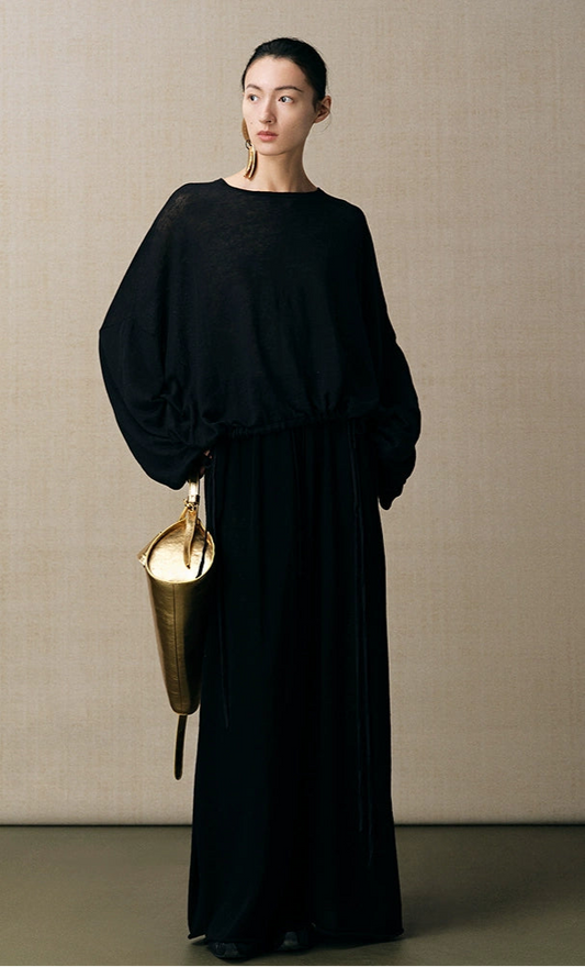 ZHUCHONGYUN pleated cuffs drawstring knit top-NODE.