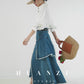 Autumn stacked layered high waist irregular denim skirt - Isoe
