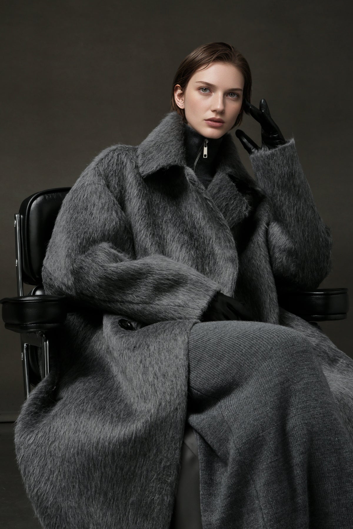 PIAOIN Luxury Peruvian Suli Alpaca Coat Women's Cocoon Double-sided Fur Coat -OMAN