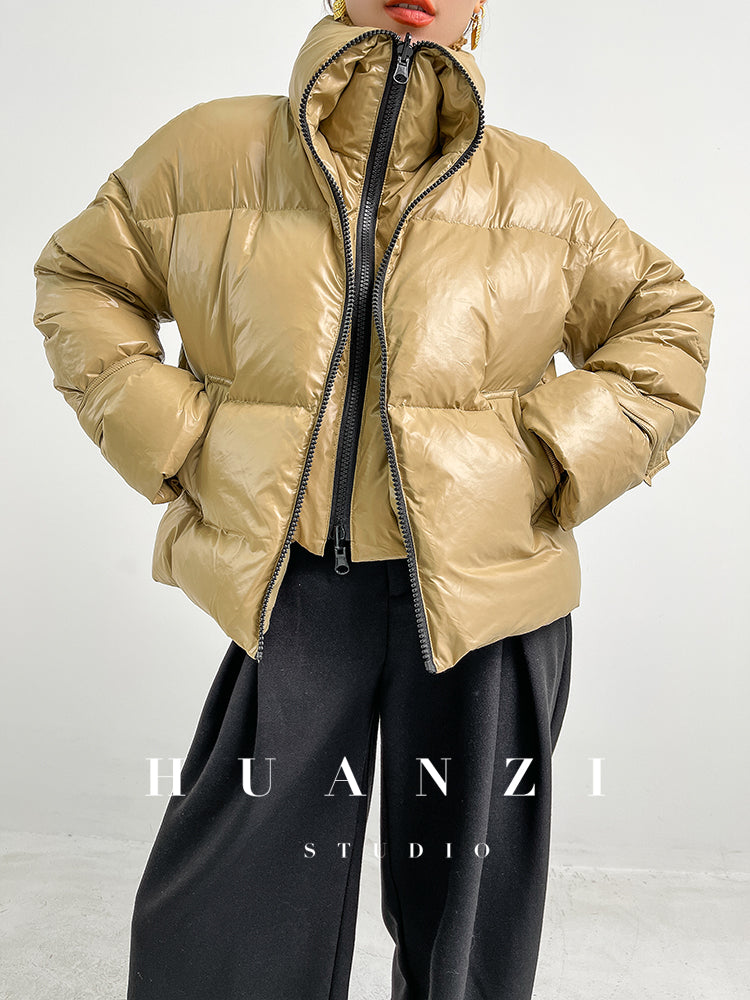 Huanzi winter short super thick full double zipper down jacket - Calli