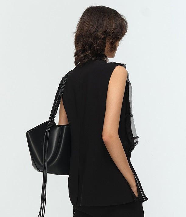 COMME MOI Lu Yan designer's new women's acetate lapel sleeveless slim suit - BROKEN.