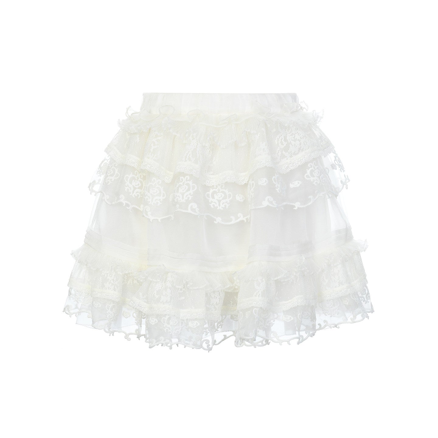 FAME multi-layer embroidered white skirt - ETHAN