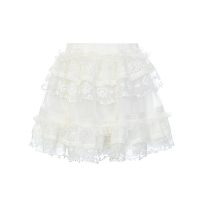 FAME multi-layer embroidered white skirt - ETHAN