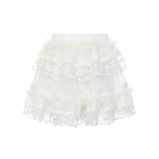 FAME multi-layer embroidered white skirt - ETHAN