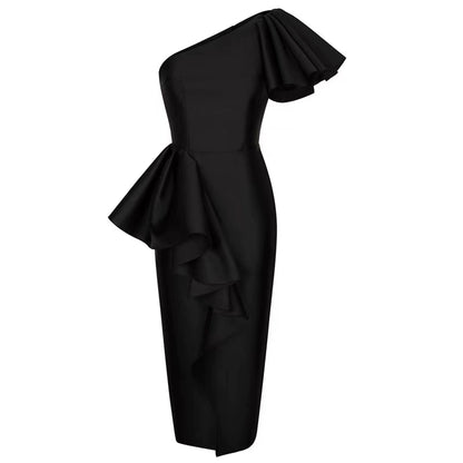 DOLLY Elegant Mint Green Slopping Shoulder Short Sleeve Long Wedding Guest Dress-RUKA