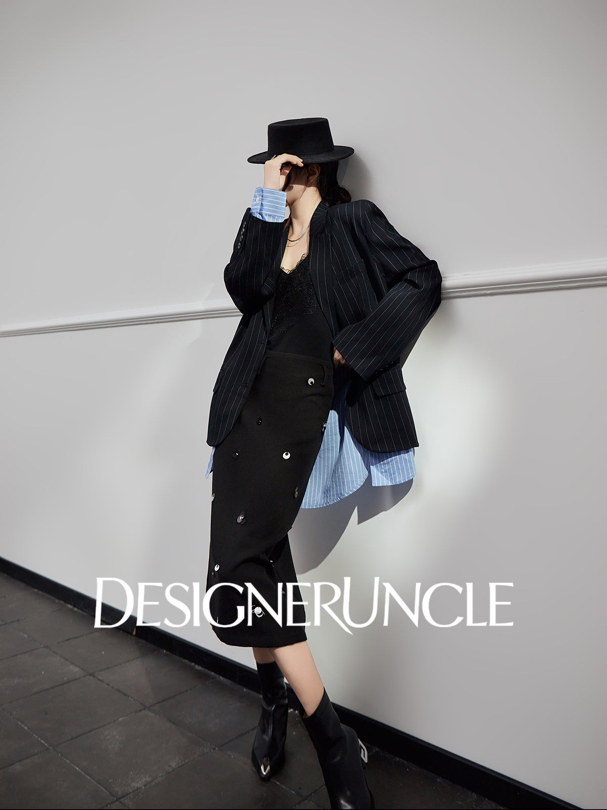 DGU "Deep World" dark blue loose blazer commuter versatile high-end top - Joseph.