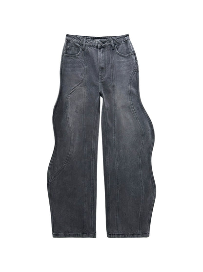 ANNAKIKI Pre-Fall Niche designer 3D wavy fractal deconstructed jeans-JINSHI