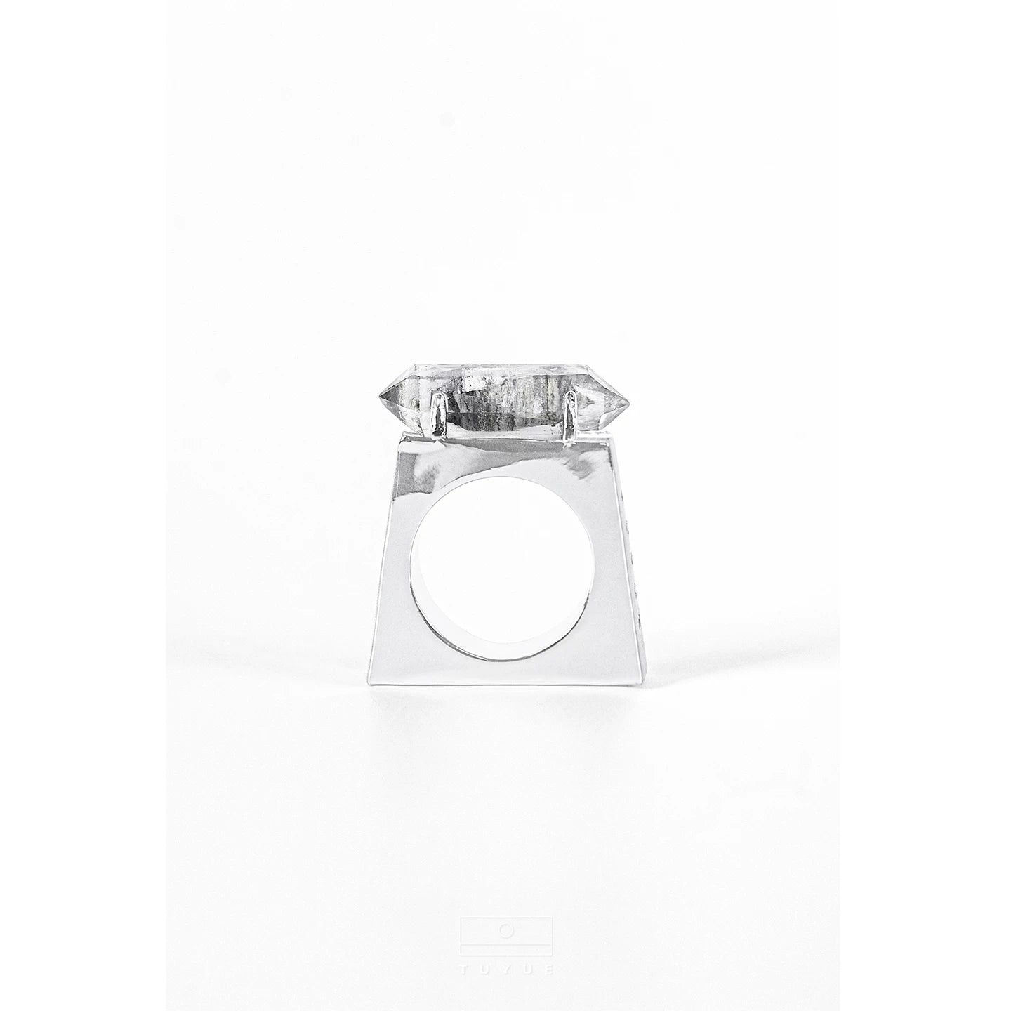 TUYUE brass gold plated natural shining crystal square structure ring- ELENA