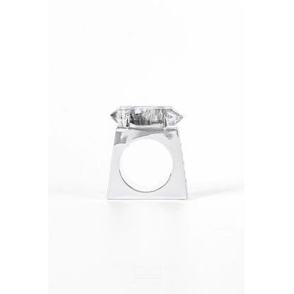 TUYUE brass gold plated natural shining crystal square structure ring- ELENA