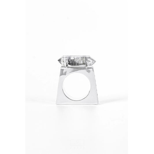 TUYUE brass gold plated natural shining crystal square structure ring- ELENA