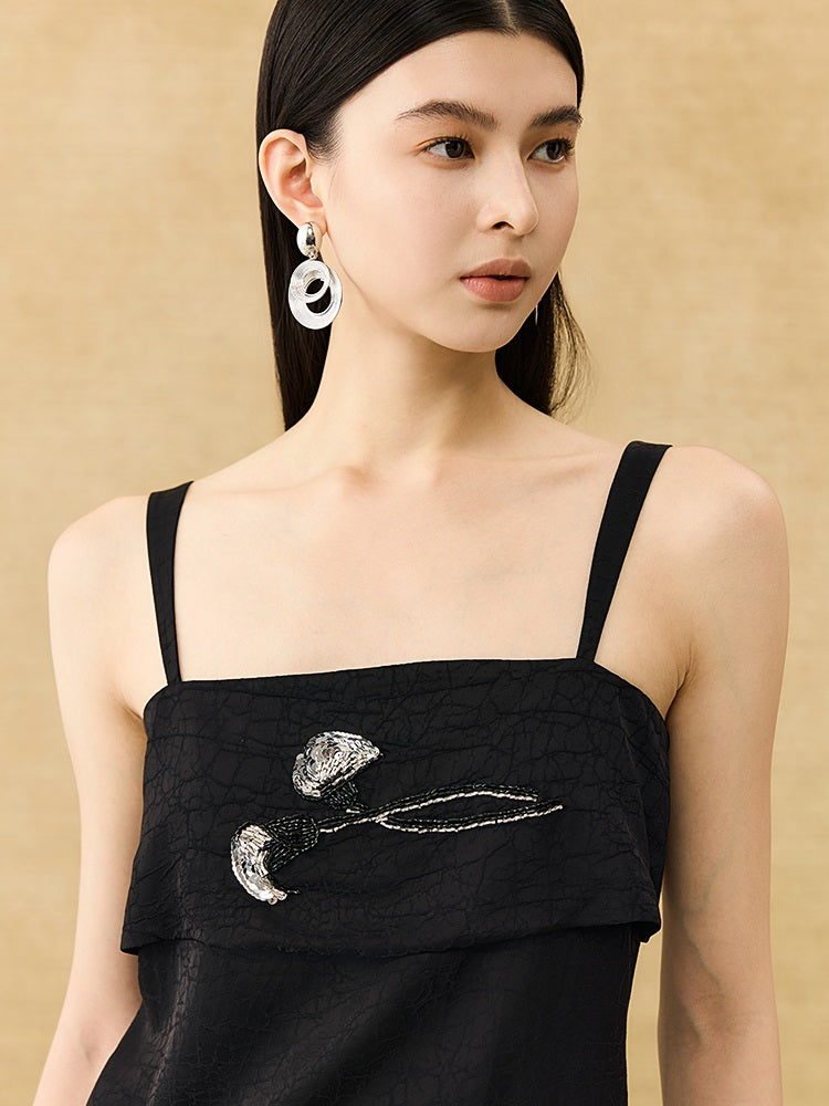 HECO Chinese style calla lily bead embroidered camisole  top - BENE.