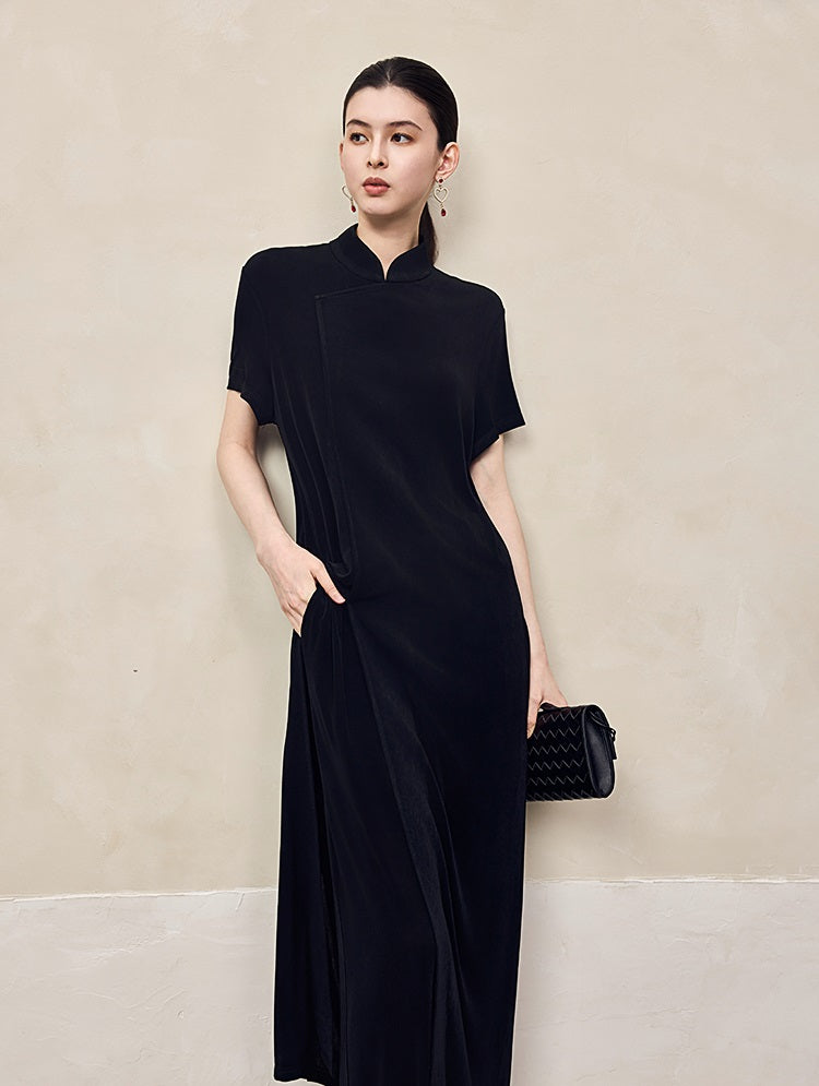 HECO  Acetate Knitted Slit black white Long Top Women - FAVOUR.